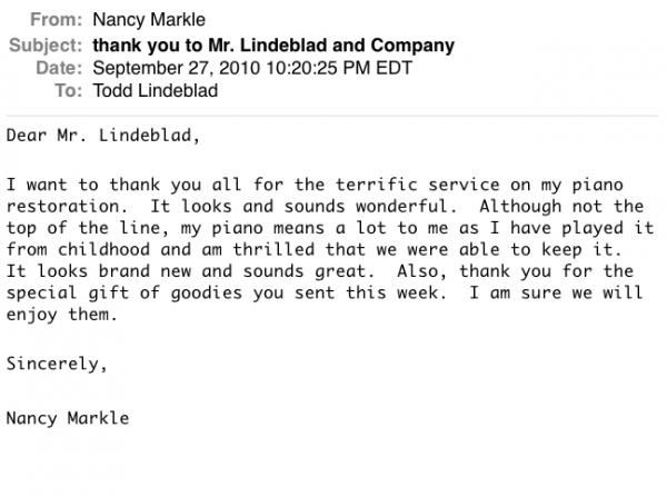 Letter from Nancy Markle