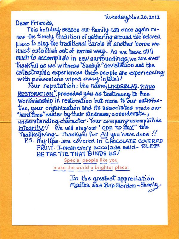 Letter from Martha Gordon