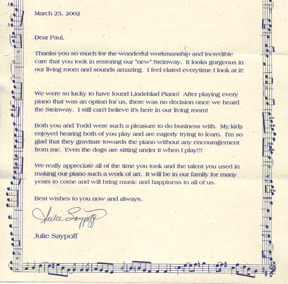 Letter from Julie Saypoff