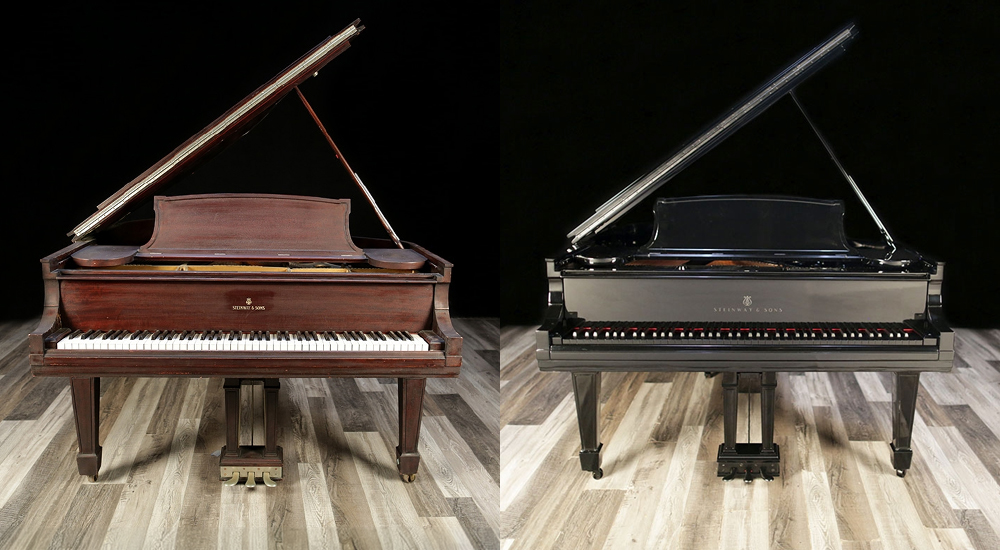 1910 Steinway O before and after restoration