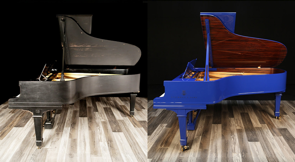 1916 Steinway B before and after restoration